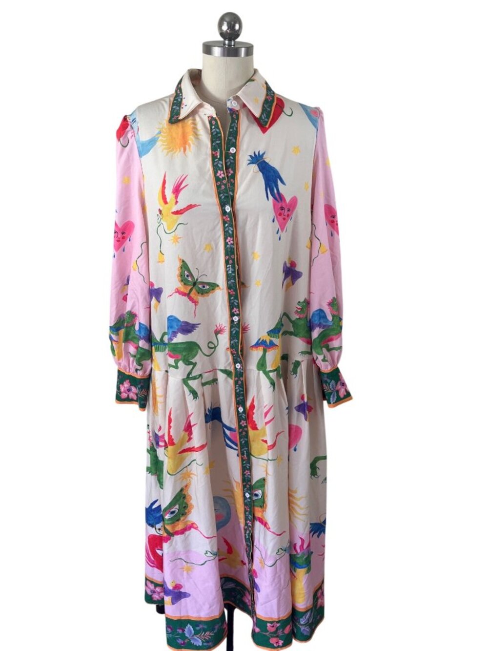 Dragon Dreamy Surreal Dress Womens Large Whimsical Dopamine StoryBook Fantasy